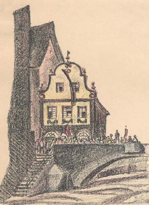 R0120*-Esslingen, Innere Brücke, Col. Lithographie 1925